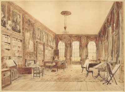 Das Innere der Bibliothek in Cassiobury von Augustus Charles Pugin